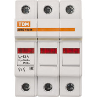 Держатель плавких вставок TDM ELECTRIC ДПВ2 10x38 3П SQ0216-0015