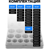 Кольца уплотнительные резиновые маслобензостойкие 382 предмета, метрические Forsage F-726(12618)