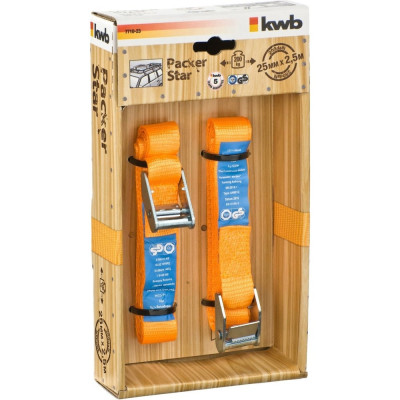 Стяжной ремень с зажимом, 2.5м, 2шт. KWB 7710-23