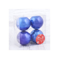Набор пластиковых шаров Зимнее волшебство Глянец d-6 см, 4 шт синий 1009319