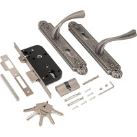 Врезной замок с ручками Аллюр ЗВ4-70.07 AS состаренное серебро 10573