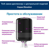 Диспенсер для полотенец TORK Elevation М2 с центральной вытяжкой, черный 559008 21023
