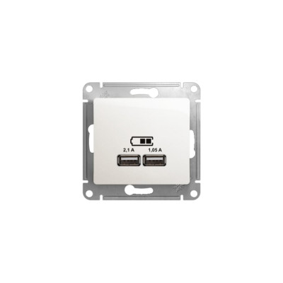 Розетка Systeme Electric Glossa Перламутр USB 5В (2100мА), 2х5В (1050мА) SE GSL000633