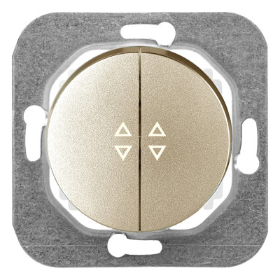 Механизм выключателя BYLECTRICA 2-клавишный, проходной, скрытая установка, ПРОВАНС, С(6+6) 10-3363 шампань