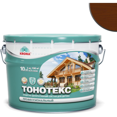 Защитно-декоративный состав для дерева KRONA Тонотекс (палисандр-шоколад; 10 л) 66334602