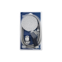 Набор для душа Zein Z0405, шланг 150 см, держатель, лейка 5 режимов, черная ручка, хром 6931448