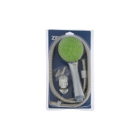 Набор для душа Zein Z0605, шланг 150 см, держатель, лейка 5 режимов, зеленый/хром 6931451