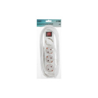 Удлинитель LUAZON Lighting, 4 розетки, 3м, 6А, 1300 Вт, ПВС 3x0.75 мм2, без з/к, с выкл., Б 7059868
