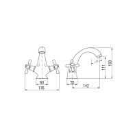 Смеситель для раковины RavSlezak MORAVA RETRO, с донным клапаном, пластик MK128.5CMAT