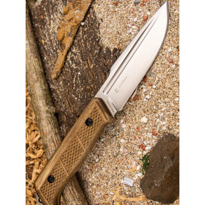 Туристический нож Kizlyar Supreme Baikal сталь D2, StoneWash, рукоять из Кавказского Ореха кожаные ножны 4610094291206
