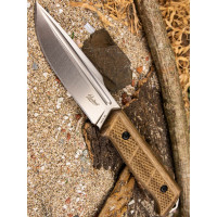 Туристический нож Kizlyar Supreme Baikal сталь D2, StoneWash, рукоять из Кавказского Ореха кожаные ножны 4610094291206