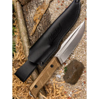 Туристический нож Kizlyar Supreme Baikal сталь D2, StoneWash, рукоять из Кавказского Ореха кожаные ножны 4610094291206