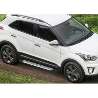 Пороги "Bmw-Style круг" Rival для Hyundai Creta 2016-2020 2020-н.в., 173 см, 2 шт., алюминий, D173AL.2310.1