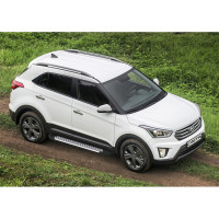 Пороги "Bmw-Style круг" Rival для Hyundai Creta 2016-2020 2020-н.в., 173 см, 2 шт., алюминий, D173AL.2310.1