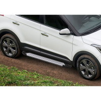 Пороги "Silver" Rival для Hyundai Creta 2016-2020 2020-н.в., 173 см, 2 шт., алюминий, F173AL.2310.1