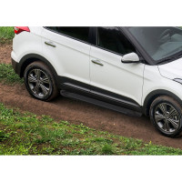 Пороги "Black" Rival для Hyundai Creta 2016-2020 2020-н.в., 173 см, 2 шт., алюминий, F173ALB.2310.1