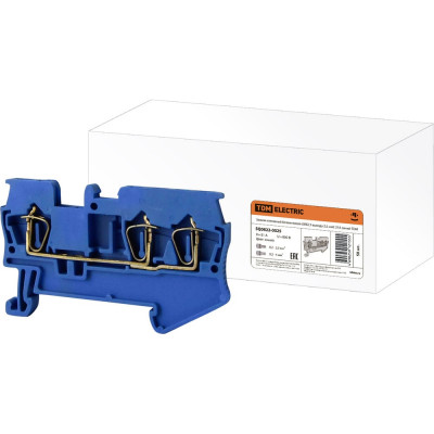 Клеммный безвинтовой зажим TDM ELECTRIC ЗКБ, 3 вывода, 2.5мм2, 31А, синий SQ0822-0025