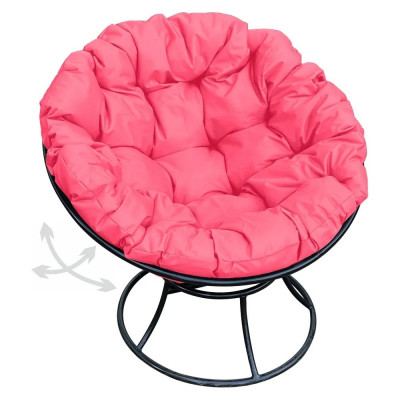 Кресло M-GROUP ПАПАСАН пружинка без ротанга чёрное, розовая подушка 12040408