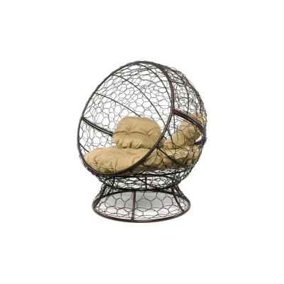 Кресло M-GROUP АПЕЛЬСИН с ротангом коричневое, бежевая подушка 11520201