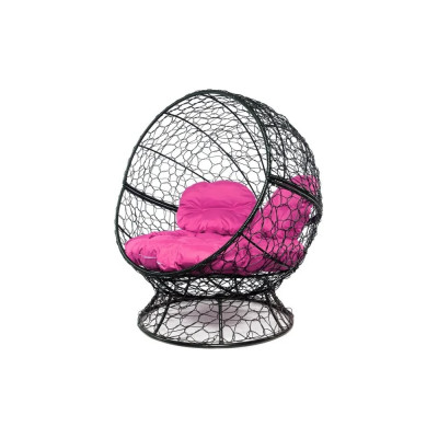 Кресло M-GROUP АПЕЛЬСИН с ротангом чёрное, розовая подушка 11520408