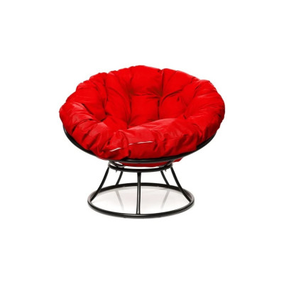 Кресло M-GROUP ПАПАСАН без ротанга чёрное, красная подушка 12010406