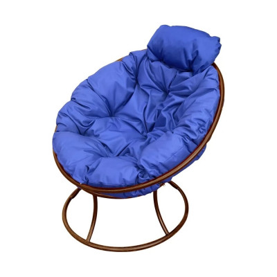 Кресло M-GROUP ПАПАСАН мини без ротанга коричневое, синяя подушка 12060210