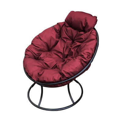 Кресло M-GROUP ПАПАСАН мини без ротанга чёрное, бордовая подушка 12060402