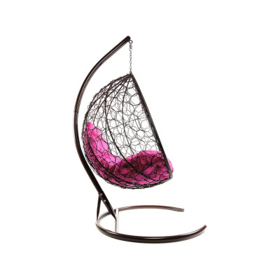 Подвесное кресло M-GROUP КАПЛЯ с ротангом коричневое, розовая подушка 11020208