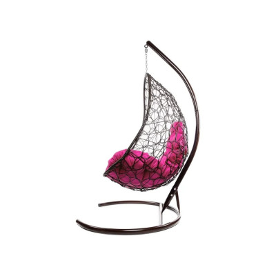 Подвесное кресло M-GROUP ОВАЛ с ротангом коричневое, розовая подушка 11140208