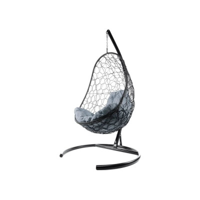 Подвесное кресло M-GROUP ОВАЛ с ротангом чёрное, серая подушка 11140409