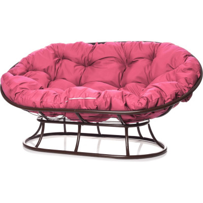 Диван M-GROUP МАМАСАН без ротанга коричневое, розовая подушка 12100208