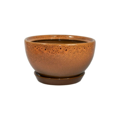 Горшок с поддоном Керама Стиль КАМЕЛИЯ №3 рыжий люкс, h-11см, d-16см, 800мл 069816