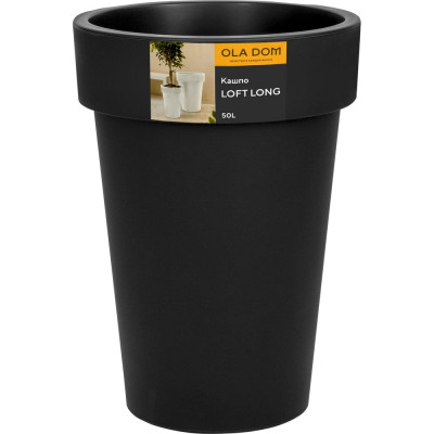 Кашпо Ola Dom  пластик LOFT LONG 50л антрацит d415cm d415cm h555мм 071135