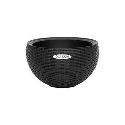 Кашпо Еврогрядка круглое rattan ola dom 5 литров, коричневый Kashpo-Rattan-brown-5
