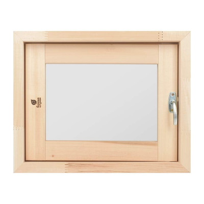 Форточка в парную Банные Штучки, стеклопакет, 0.4x0.5 м, открытие наружу, с затвором, петлями, липа 32551