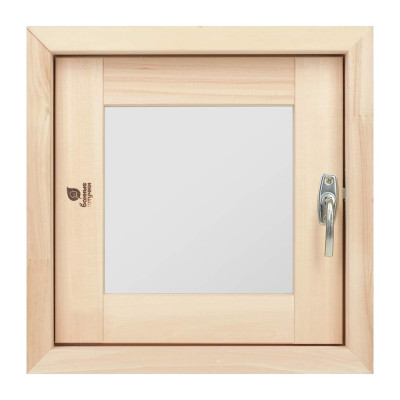 Форточка в парную Банные Штучки, стеклопакет, 0.4x0.4 м, открытие наружу, с затвором, петлями, липа 32550