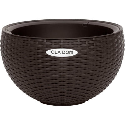 Кашпо Ola Dom  пластик круглое RATTAN 5л корич подвесное с цепью d340mm d340mm h209мм 070229