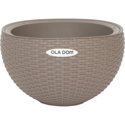 Кашпо Ola Dom  пластик круглое RATTAN 5л серое подвесное с цепью d340mm d340mm h209мм 071533