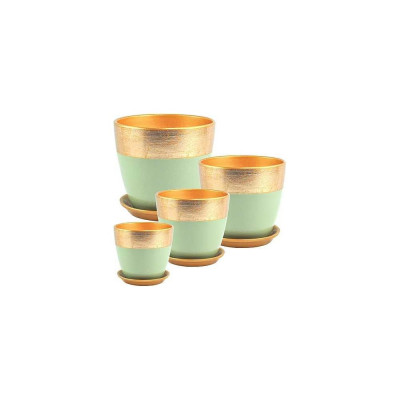 Комплект из четырех горшков Сады Аурики Паталь, Бутон, Валенсия, Малахит, керамика, диаметр 12, 15, 18, 21 см РС121 067072