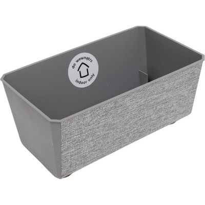 Кашпо пластиковое прямоугольное на ножках LAMELA Sp.z o. 017 SAGA textil 285мм 17см h14см 4л серый 070848