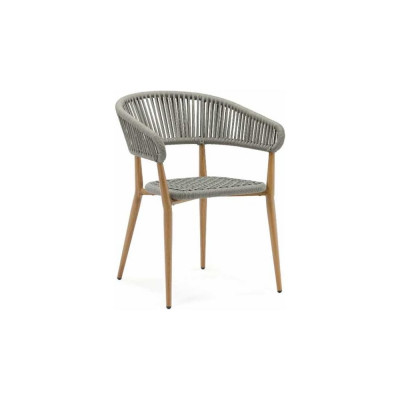 Кресло САМОС алюминий имитация дерева + роуп серый ООО "Фотон" Konway E1144