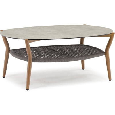 Кофейный стол садовый САМОС столешница камень, каркас алюминий имитация дерева ООО "Фотон" Konway E1169coffetable