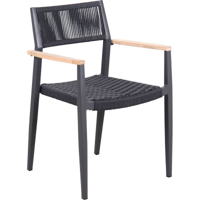 Кресло садовое ТОРОНТО 3 алюминий, роуп, антрацит, подлокотники бук ООО "Фотон" Konway MB4062