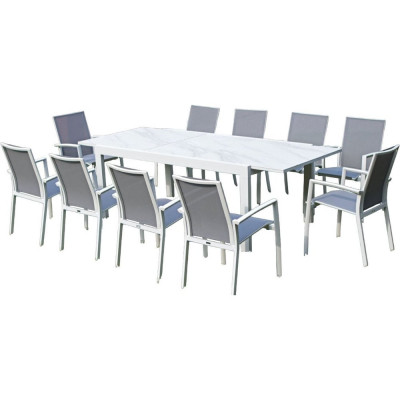 Набор мебели для сада ДЕНВЕР: раскладной стол + 10 кресел, алюминий/керамогранит/текстилен ООО "Фотон" Konway K-0370