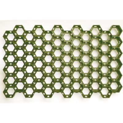 Газонная решетка KIMRIK Трикап 68x41x3.3 см, высота с кольями - 62 мм, зеленая KG001703