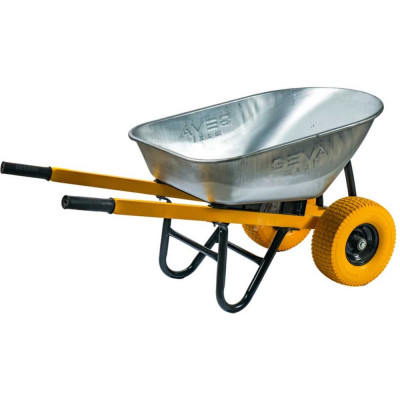 Тачка двухколесная GEVA TRADE GEVA MAXI 140л, квадратная труба, колесо полиуретан 15x6.00-6 F20mm/90мм TS2KL140GT