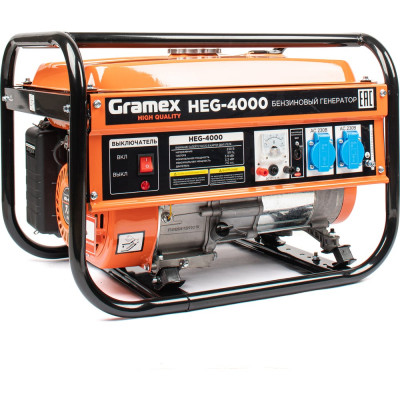 Генератор бензиновый Gramex HEG-4000 / бензогенератор 3.3кВт/ электростанция 230В/ электрогенератор 7.0 л.с. 020362