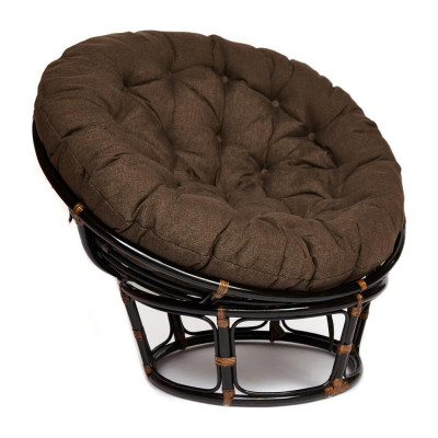 Кресло Tetchair "PAPASAN" 23/01 W, с подушкой, диаметр подушки 125 см, 115x101x104 см, Antique brown (античный черно-коричневый), ткань коричневый, 13730