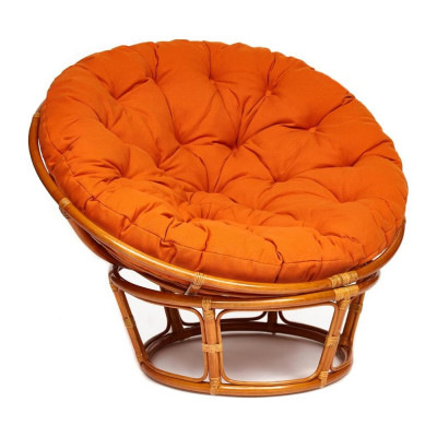 Кресло Tetchair "PAPASAN" 23/01 W, с подушкой, диаметр подушки 122 см, 115x101x104 см, Cognac (коньяк), ткань оранжевый, С 23 13735