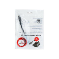 Переходник-конвертер Cablexpert USB, Type-C/DisplayPort (F), кабель 0.15м, черный, пакет A-CM-DPF-01